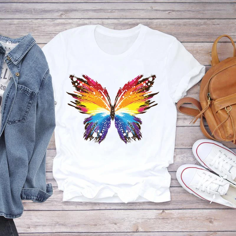 

Harajuku Aesthetic Cool T-Shirts For Women 2021 Butterfly Cartoon Women T-Shirts For Summer Gothic Vintage Grunge Cute T-Shirt