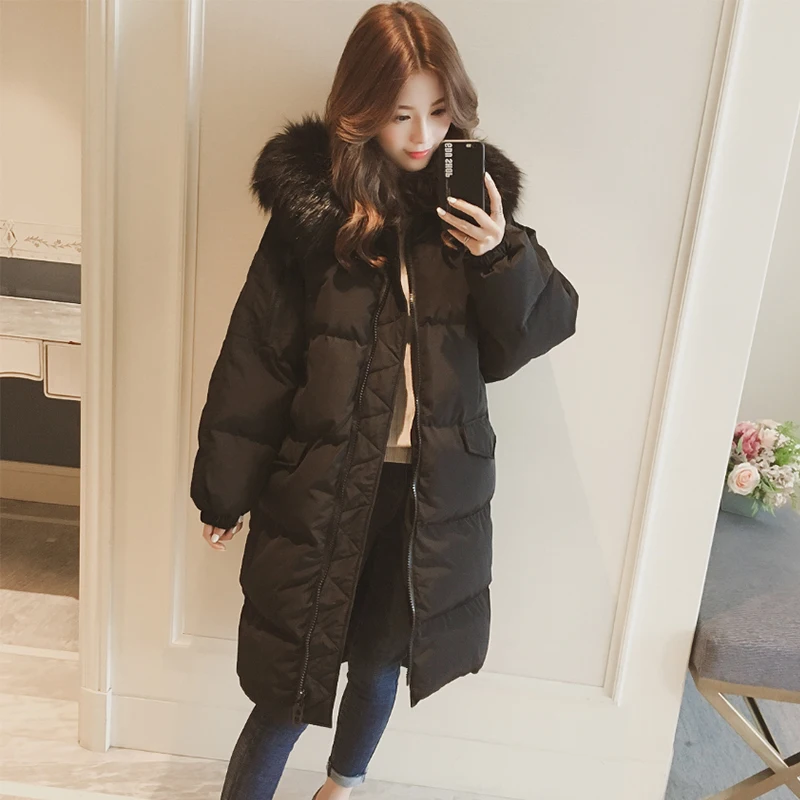 liva girl Casual Winter Jacket Women Coat Warm Parka Female Plus Big Size Long Jacket Quilted Coat With Fur Clothing - Цвет: black