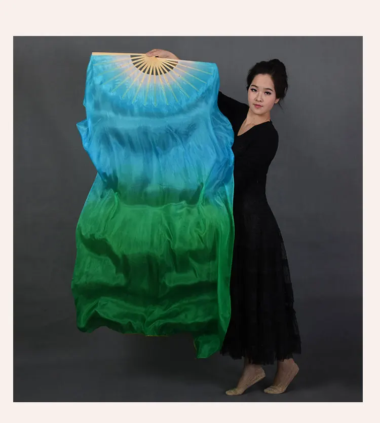 as picture New 4 Colors Gradient Belly Dance Silk Veil Kids Women Silk Dance Scarves Shawls Wraps 120cm 180cm Wholesale - Цвет: as picture