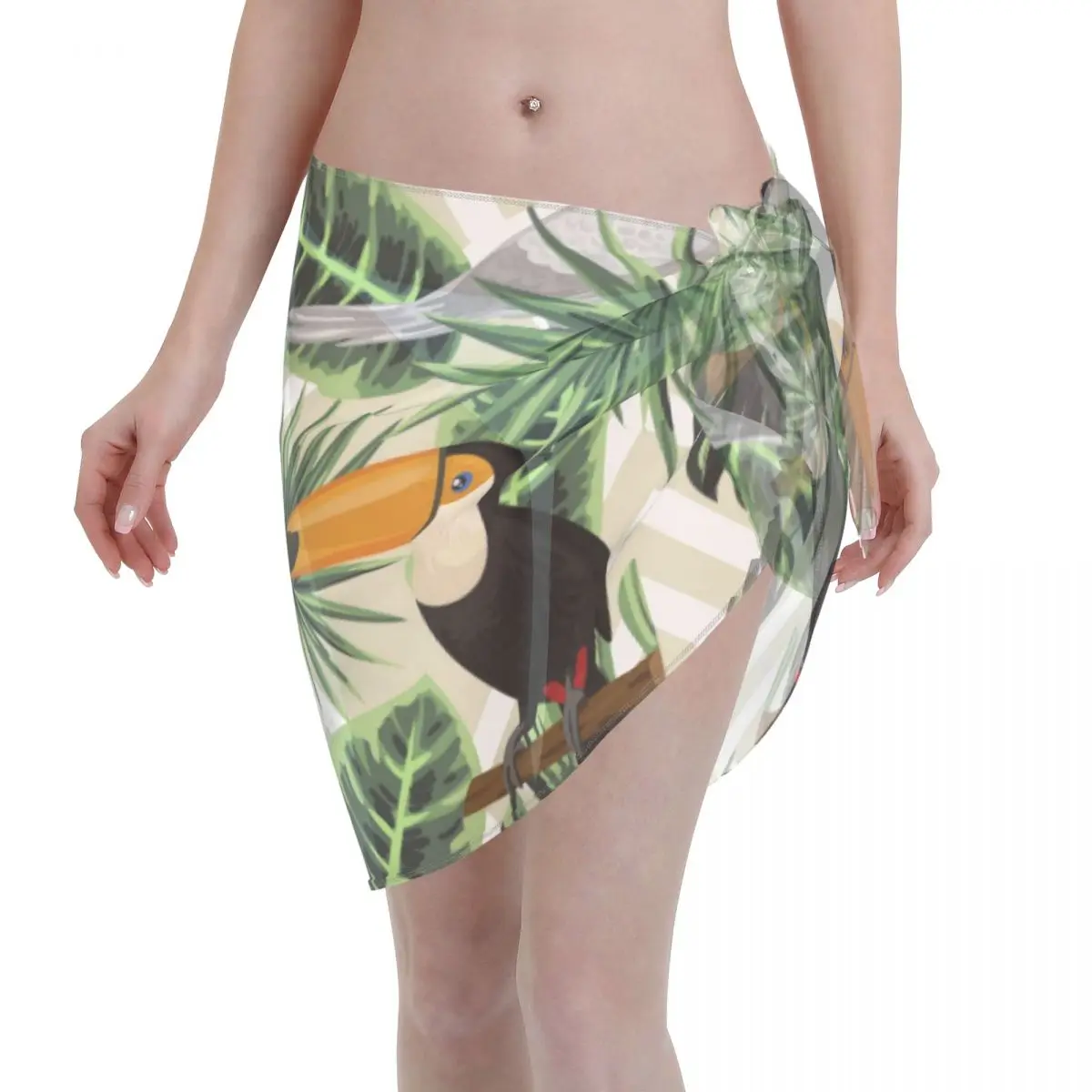 

Women Beach Bikini Cover Up Tropical Leaves And Birds Wrap Skirt Sarong Scarf Beachwear Bathing Suit Beachwear Swimsuits