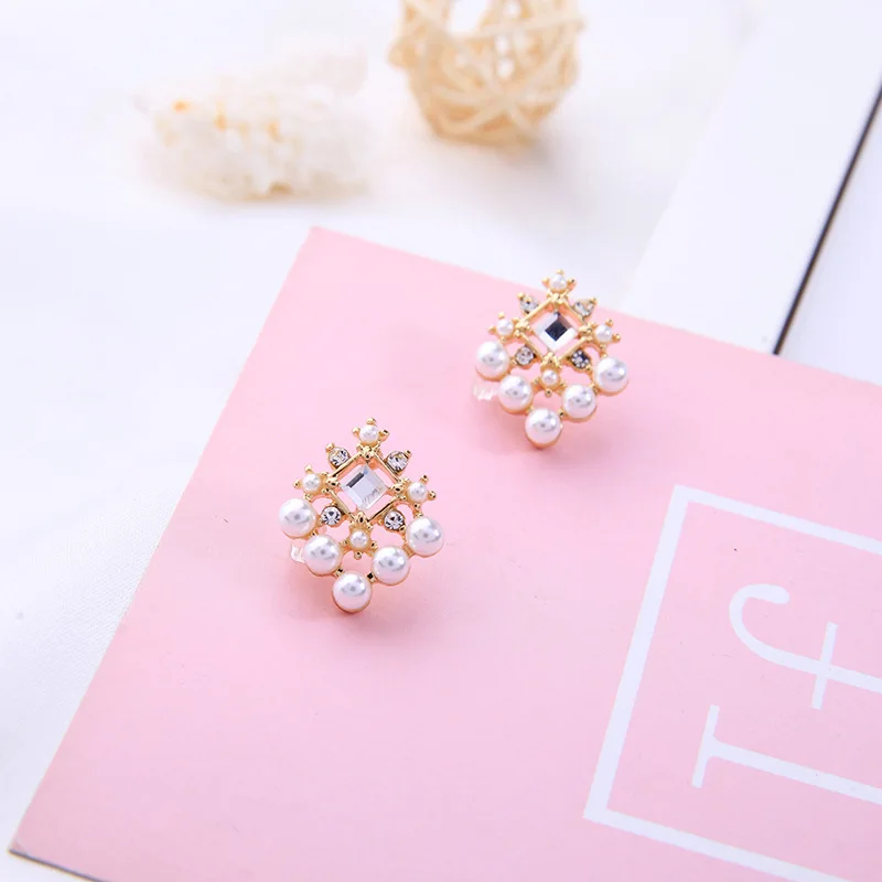 Стильные серьги-гвоздики для женщин новый сладкий позолоченный металл Кристалл