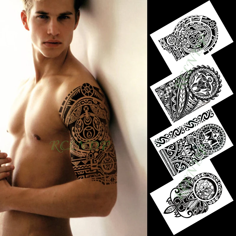 

Waterproof Temporary Tattoo Sticker eagle lion turtle black arm tatto flash tatoo fake tattoos for men women