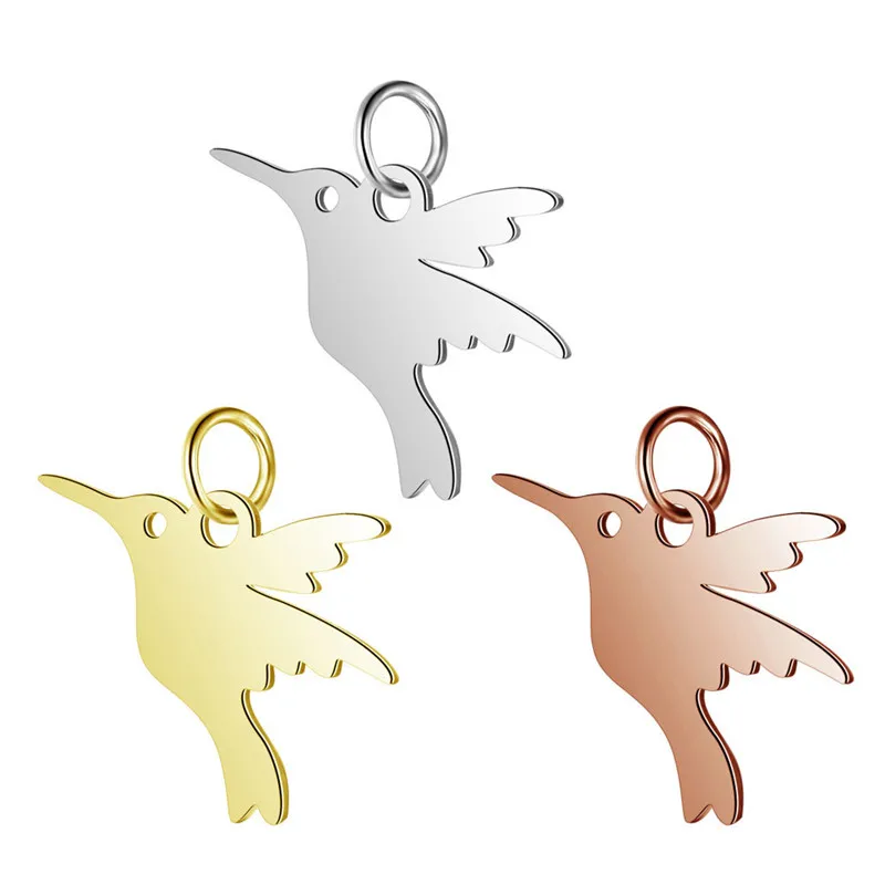 

5pcs Stainless steel Charm Hummingbird Pendant high quality bird pendant men women fashion DIY necklace Bracelet Jewelry Making