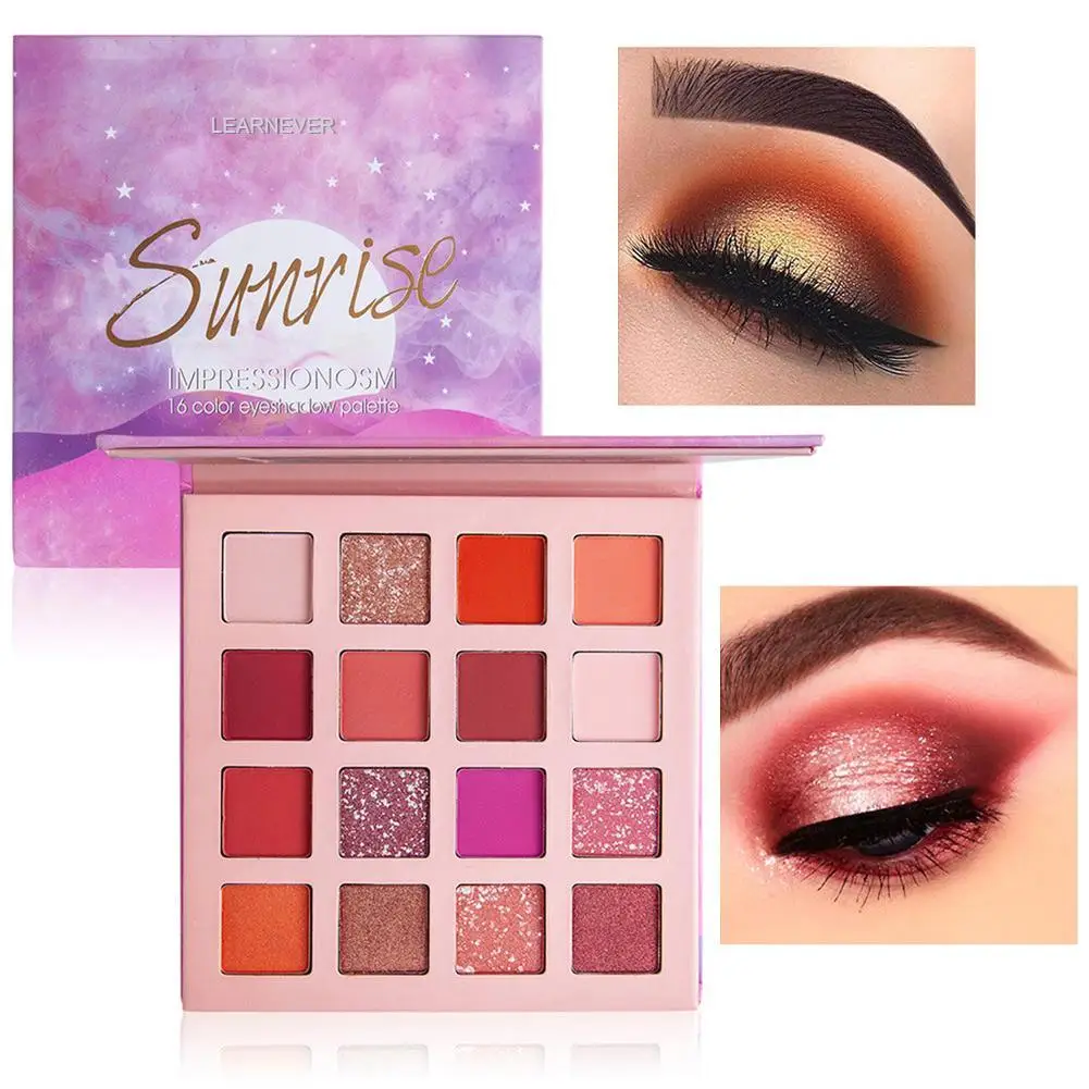16 цветов мерцающие матовые тени для век Палитра стойкий водостойкий мерцающий