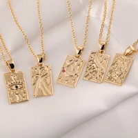 2021 new arrival collarbone link chain rectangle love pendant necklace for women girl trendy jewelry gift