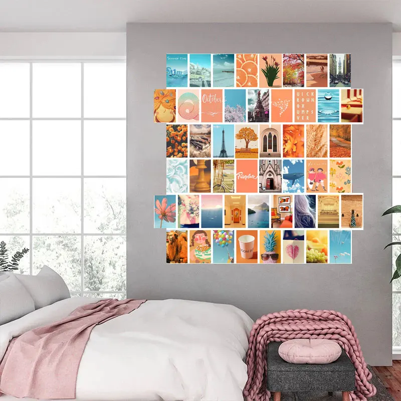 50 шт. персик пляжные эстетическая картина для коллаж Boho Стиль принт Наборы цвета