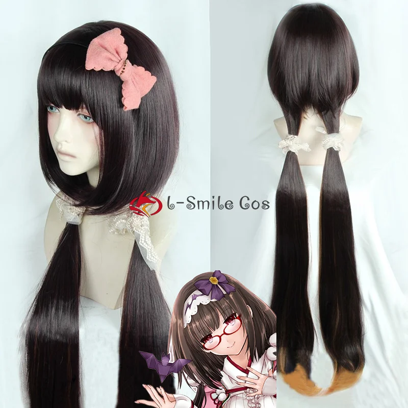 Osakabehime Wigs Game FGO Fate/Grand Order Cosplay Wig Black Brown Gradient Orange With Double Ponytail Heat Resistant Synthetic