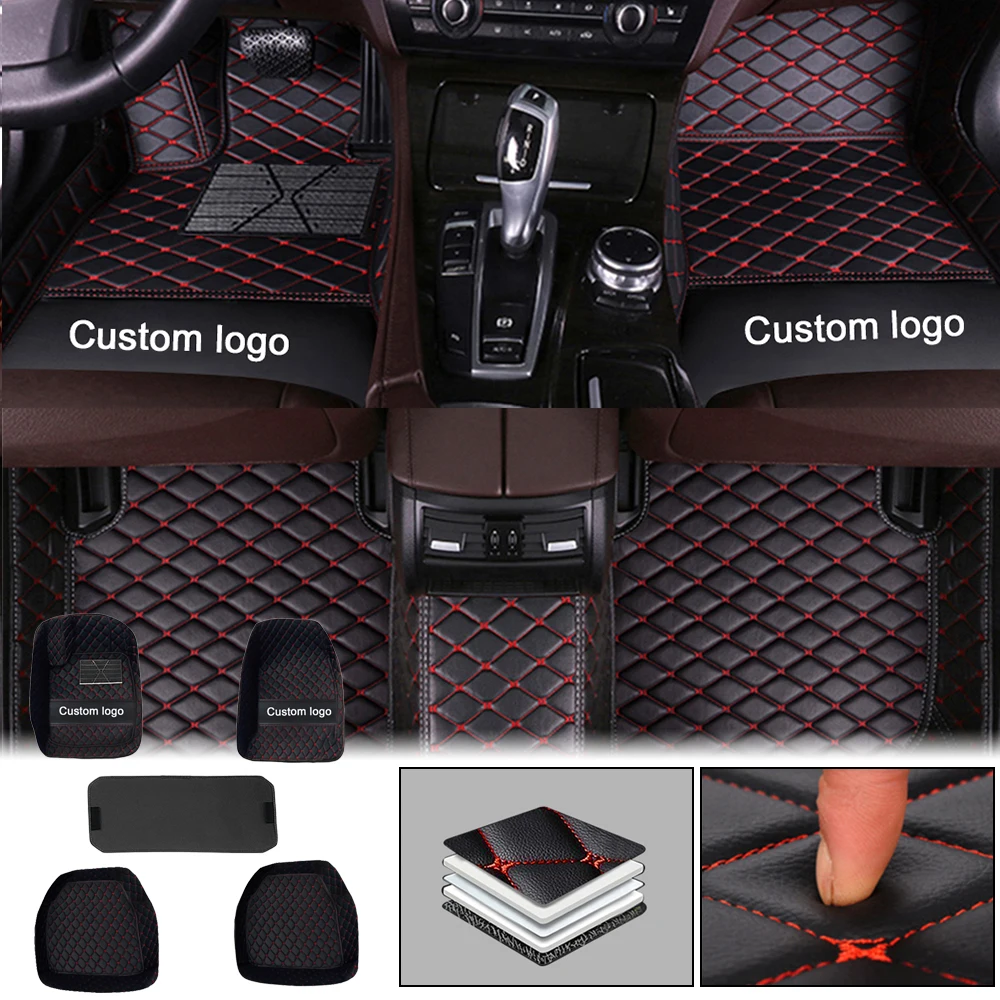 

5pcs Universal Leather Car Floor Mats Applicable to 98% All models Footpad For BMW 7 Series 730Li F02 2008-2013 Auto Interior