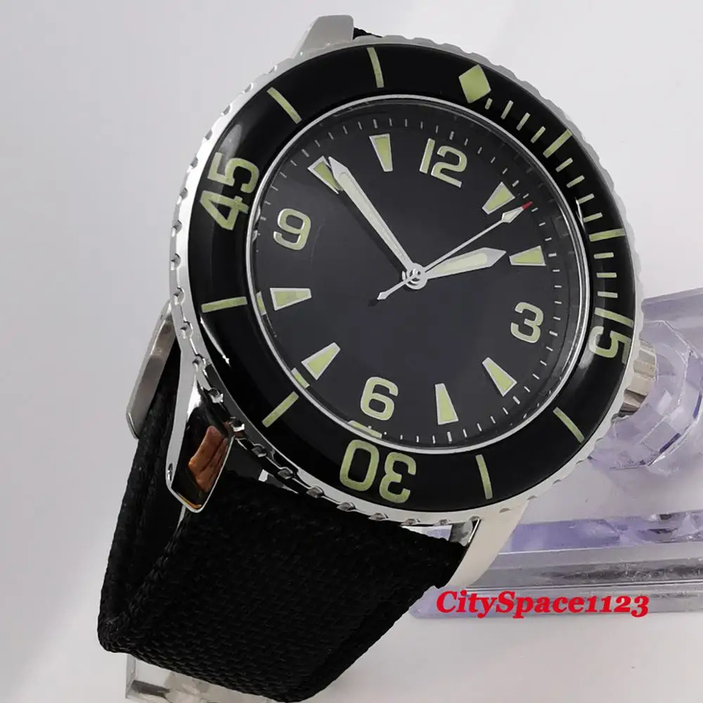 Мужские автоматические механические часы с черным циферблатом 45 мм|Мужские часы|