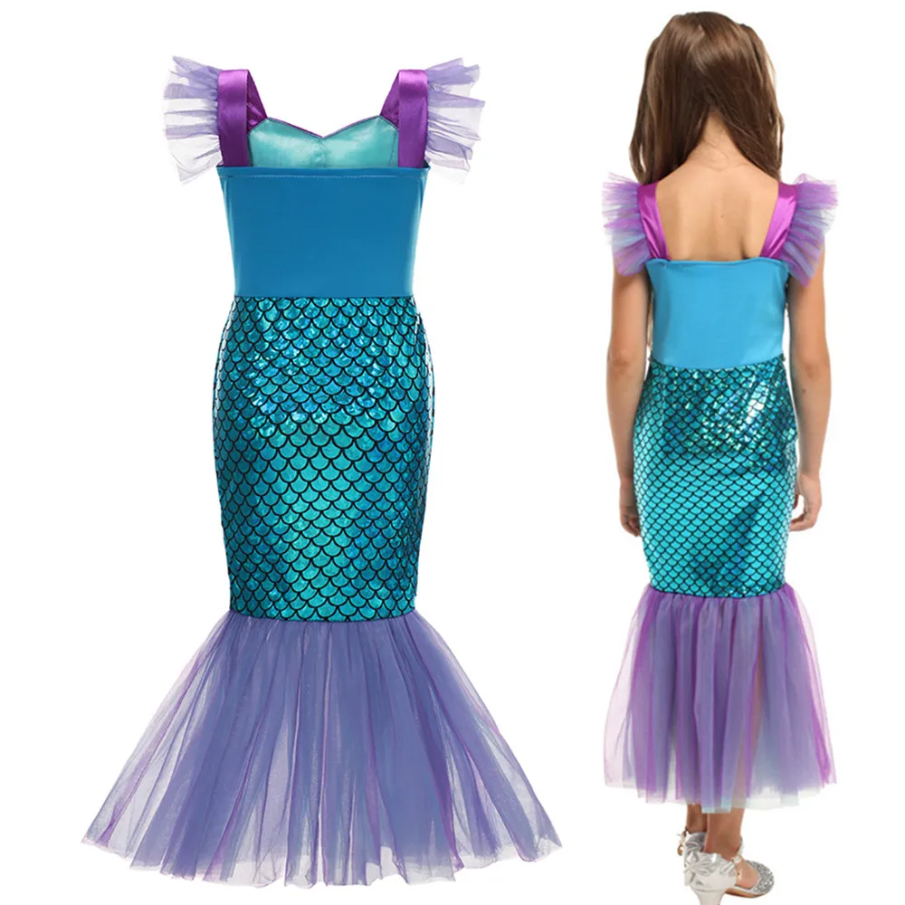 Little Mermaid Ariel Princess Girl Dress Cosplay Costumes For Baby Girl Mermaid Dress Up Sets Children Birthday Party Clothing baby dresses for wedding