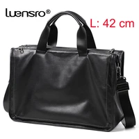 large briefcase men genuine leather shoulder laptop bag 15 inch soft leather big handbag multi layer travel men bag briefcases