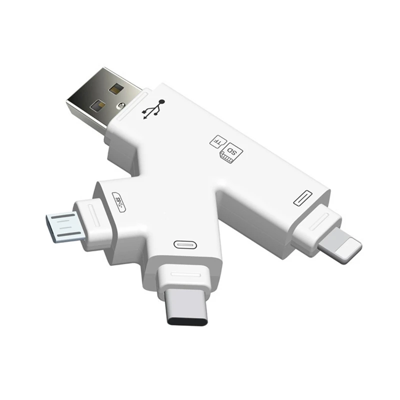 4в1 SD TF кардридер iOS Micro USB Type C для ipad iphone XS MAX XR 8 7 6 plus 11 PRO MacBook PC OTG Android Phone|Картридеры|