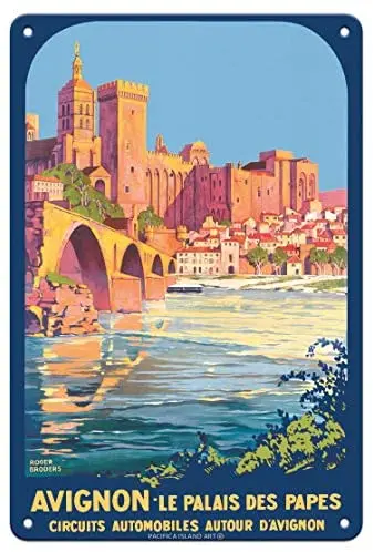 

Avignon France - The Popes’ Palace (Le Palais des Papes) by Roger Broders c.1922- Metal Sign