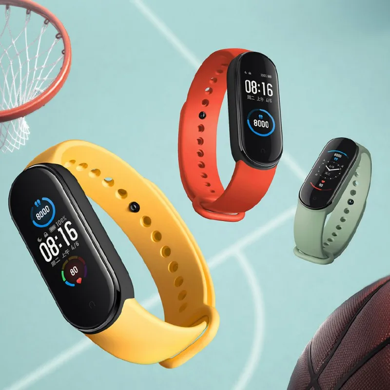 Смарт-браслет Xiaomi Mi Band 5 4 цвета AMOLED экран пульсометр контроль сна шагов плавания