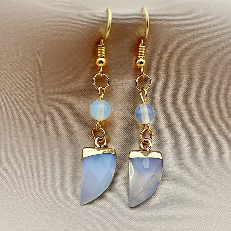 Модные милые романтические Висячие серьги для женщин длинные из натурального