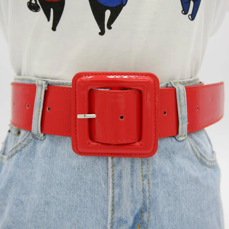 

Hot sale Fashion Women Ladies patent leather waistband Luxury design 5cm wide Pin buckle ladies casual dress belt Waist Belts
