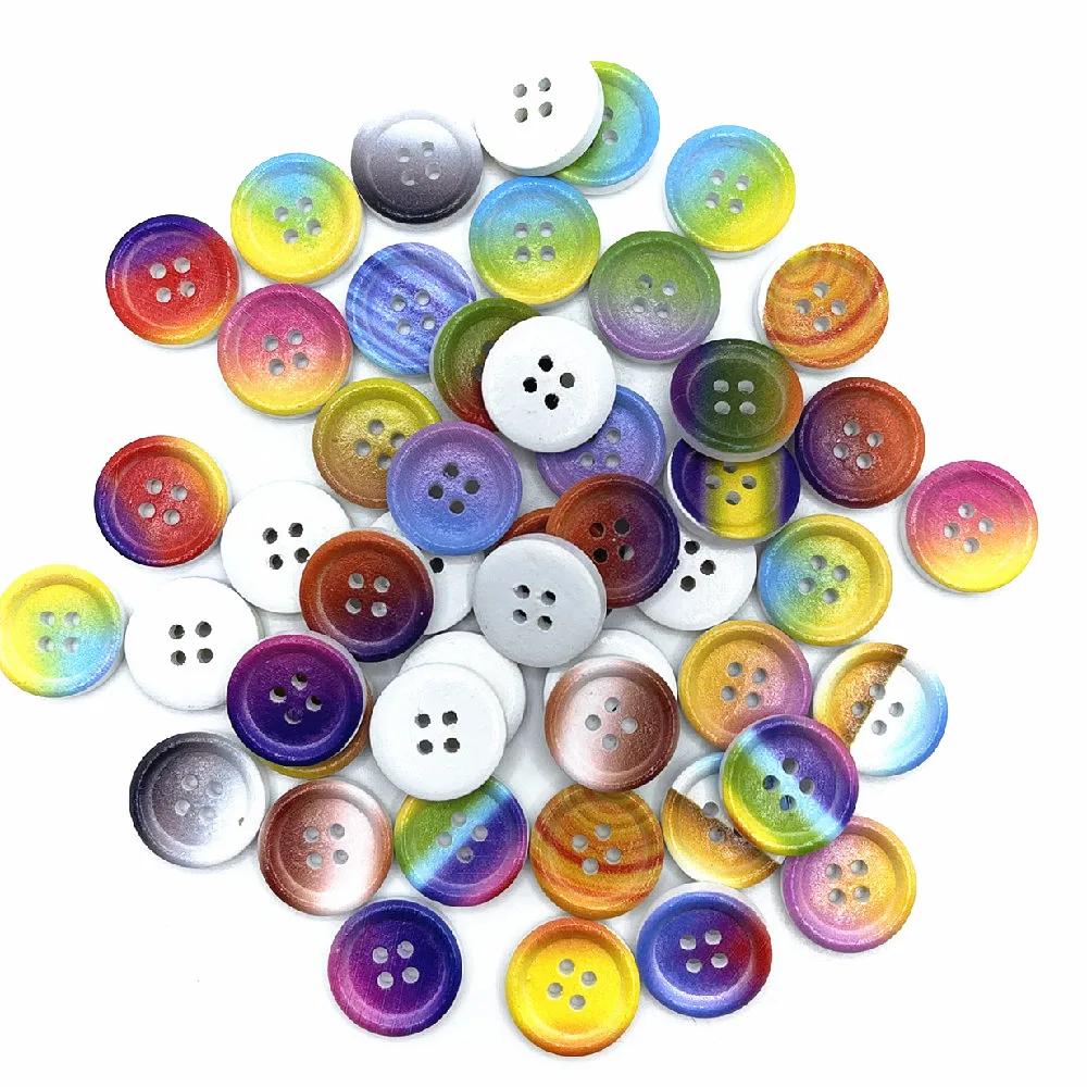 

Круглые красочные деревянные пуговицы, 30 цветов, 18 мм