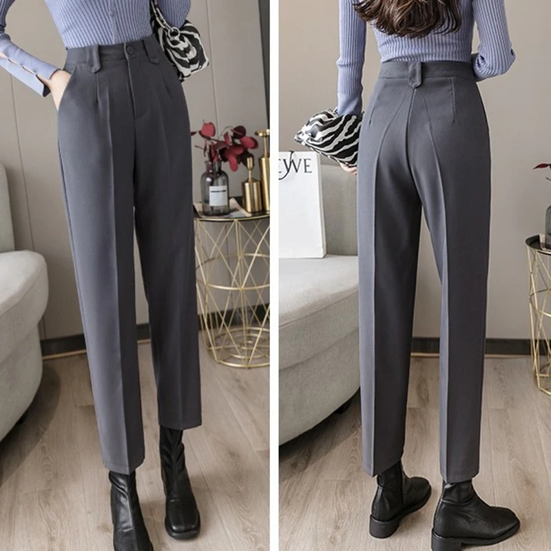 

Korean Fashion Casual Trousers For Women Autumn Office Lady High Waist Baggy Harem Pants Women Loose Black Pants For Women 11479