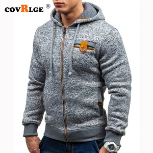 Куртка Covrlge Мужская Флисовая на молнии, Спортивный Повседневный модный жаккардовые толстовки с капюшоном Свитшот, пальто на осень и зиму, MWW181