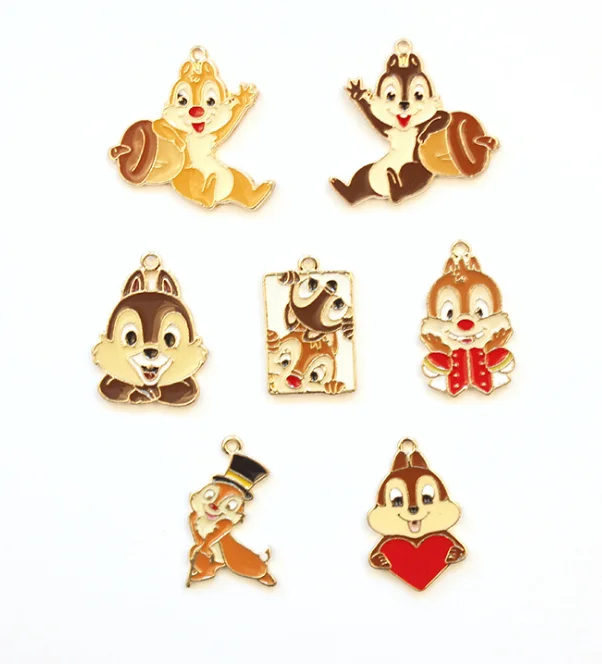 Новинка 10 шт. мультяшная белка chipmunk милый DIY брелок металлические подвески