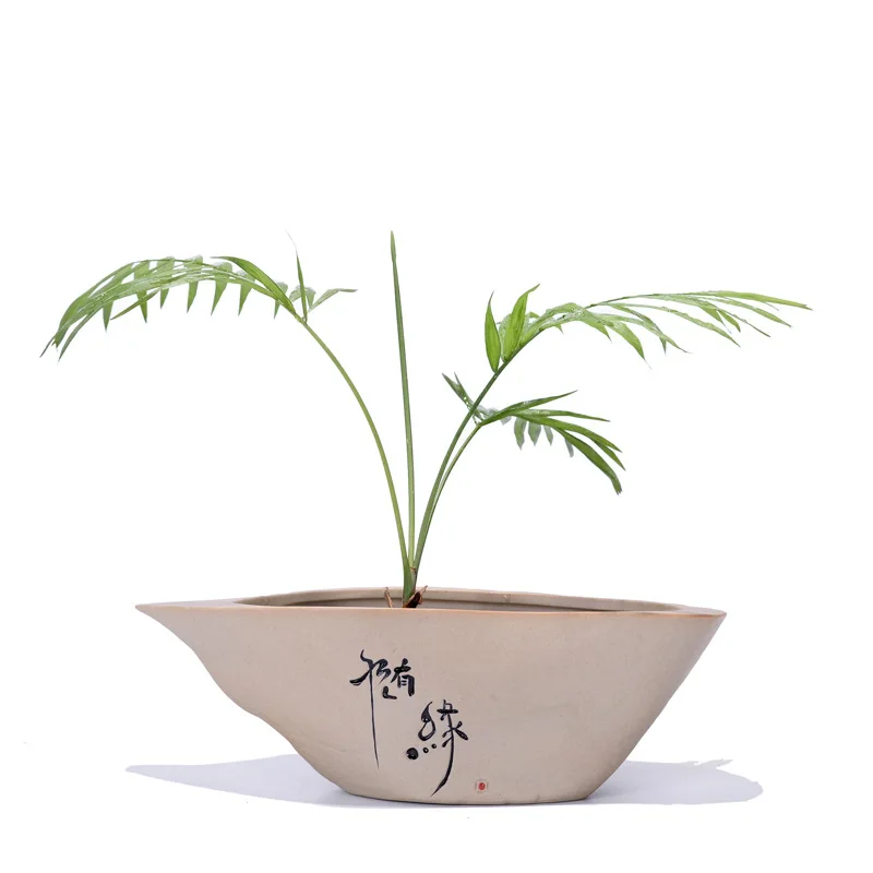 

CHINESE STYLE STONEWARE FLESHY FLOWER POT CREATIVE HYDROPONIC CERAMIC FLOWER CUSTOM GREEN GREEN COPPER MONEY PLANT FLOWER POT