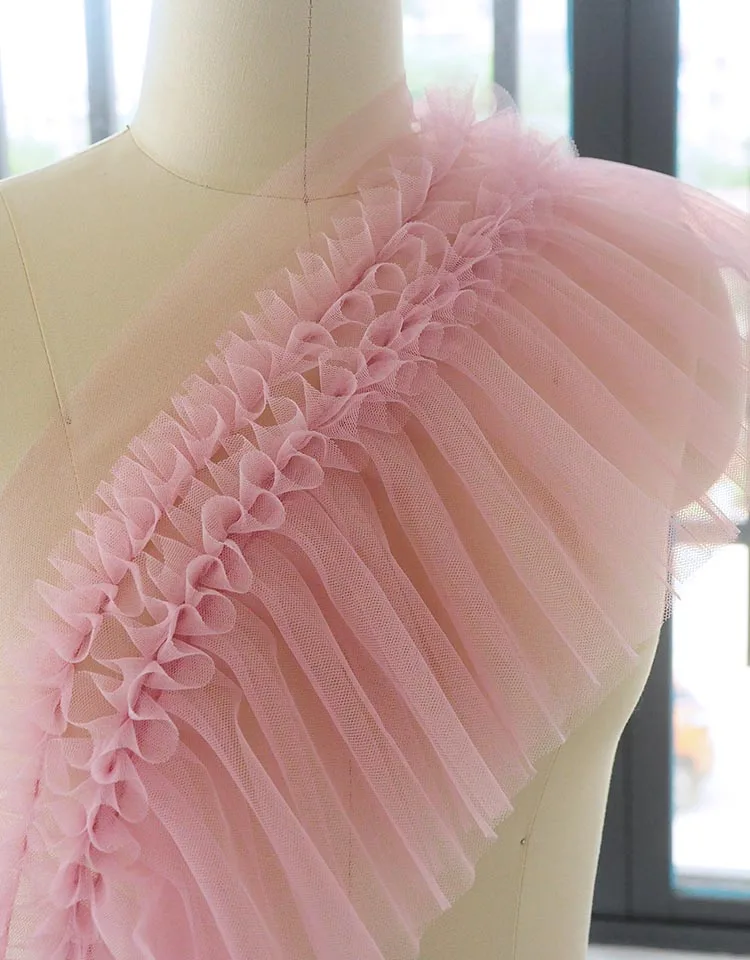 1 м/лот 8 цветов 24 см широкая цветная сетчатая марля плиссированная пушистая пряжа