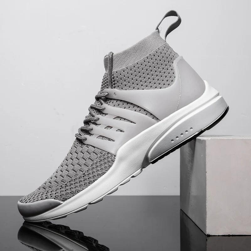 Мужские высокие кроссовки сетчатая повседневная обувь дышащие для тенниса
