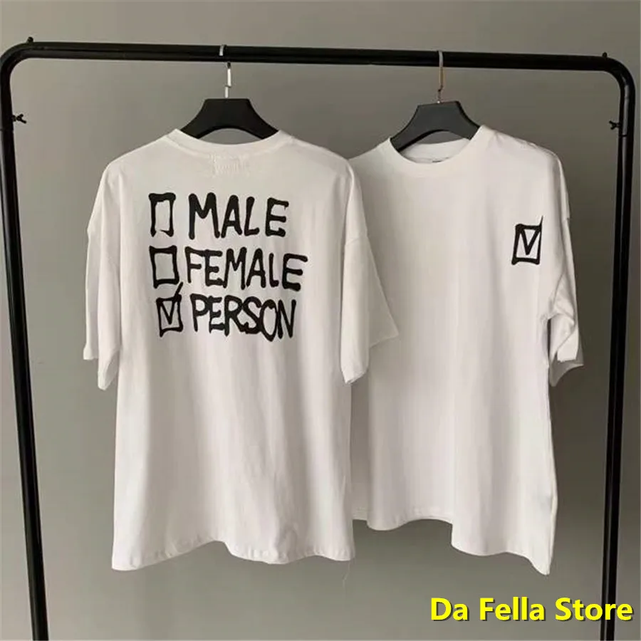 Белая футболка VETEMENTS Tick PERSON для мужчин и женщин мужская женская с принтом