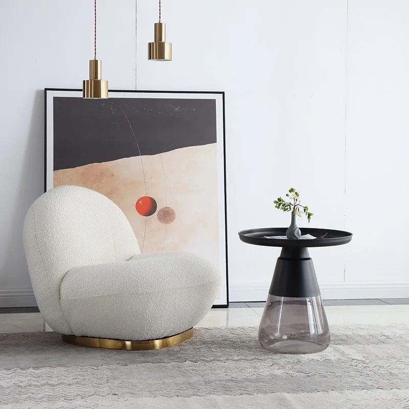 

Light luxury designer single rotating sofa chair living room bedroom lazy sofa tatami net red the same furniture living room