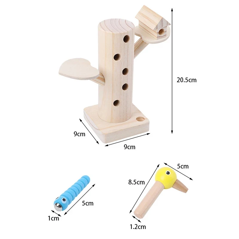 

Board Game Kids Montessori Educational Math Toy Wooden Woodpecker Catch Worms Game Set Children Magnetic Wooden Toy Xmas Gift