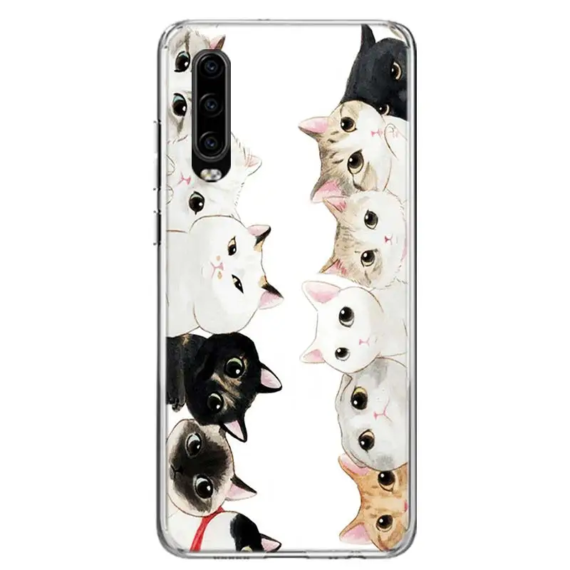Cat Cute Kitten Catling Phone Case For Huawei P30 P20 P40 P50 Mate 40 30 20 10 Pro P10 Lite Customized Gift Coque Cover Capa