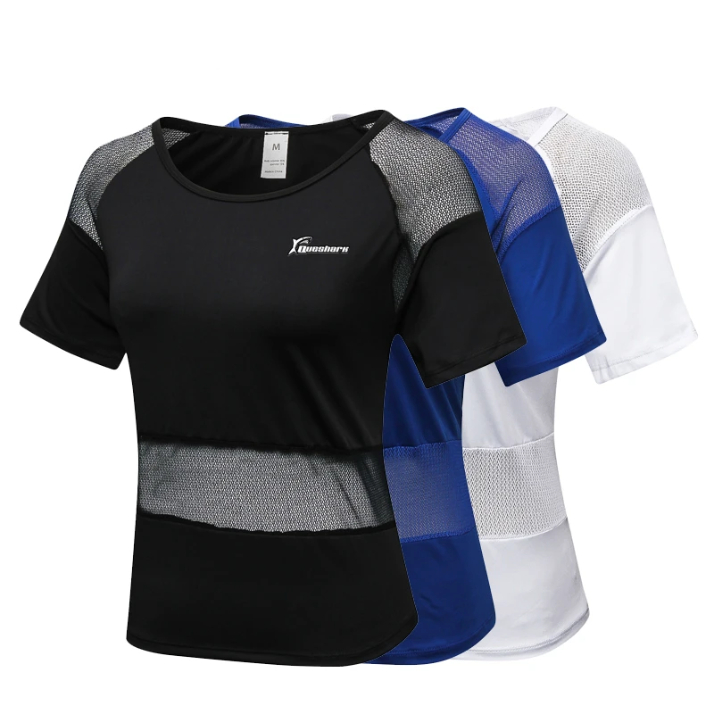 

Профессиональная женская Сетчатая футболка для бега, йоги, тренировок, свободная повседневная футболка, быстросохнущая дышащая Спортивная...