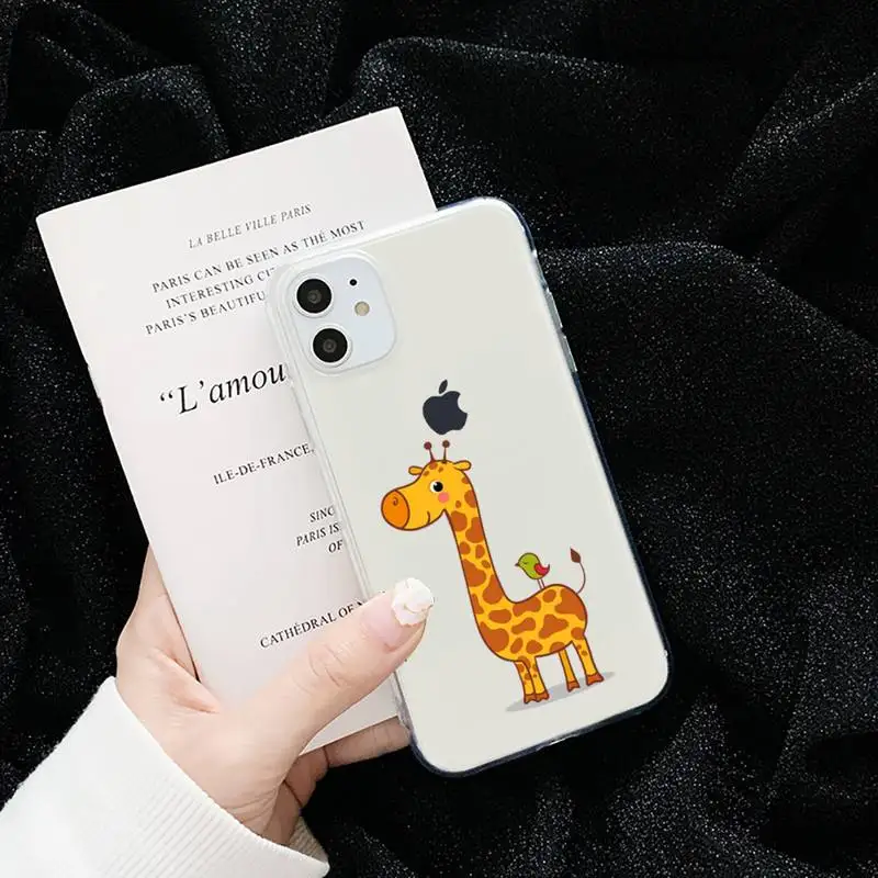 

giraffe lovely animal Phone Case Transparent for iPhone 6 7 8 11 12 s mini pro X XS XR MAX Plus cover funda shell