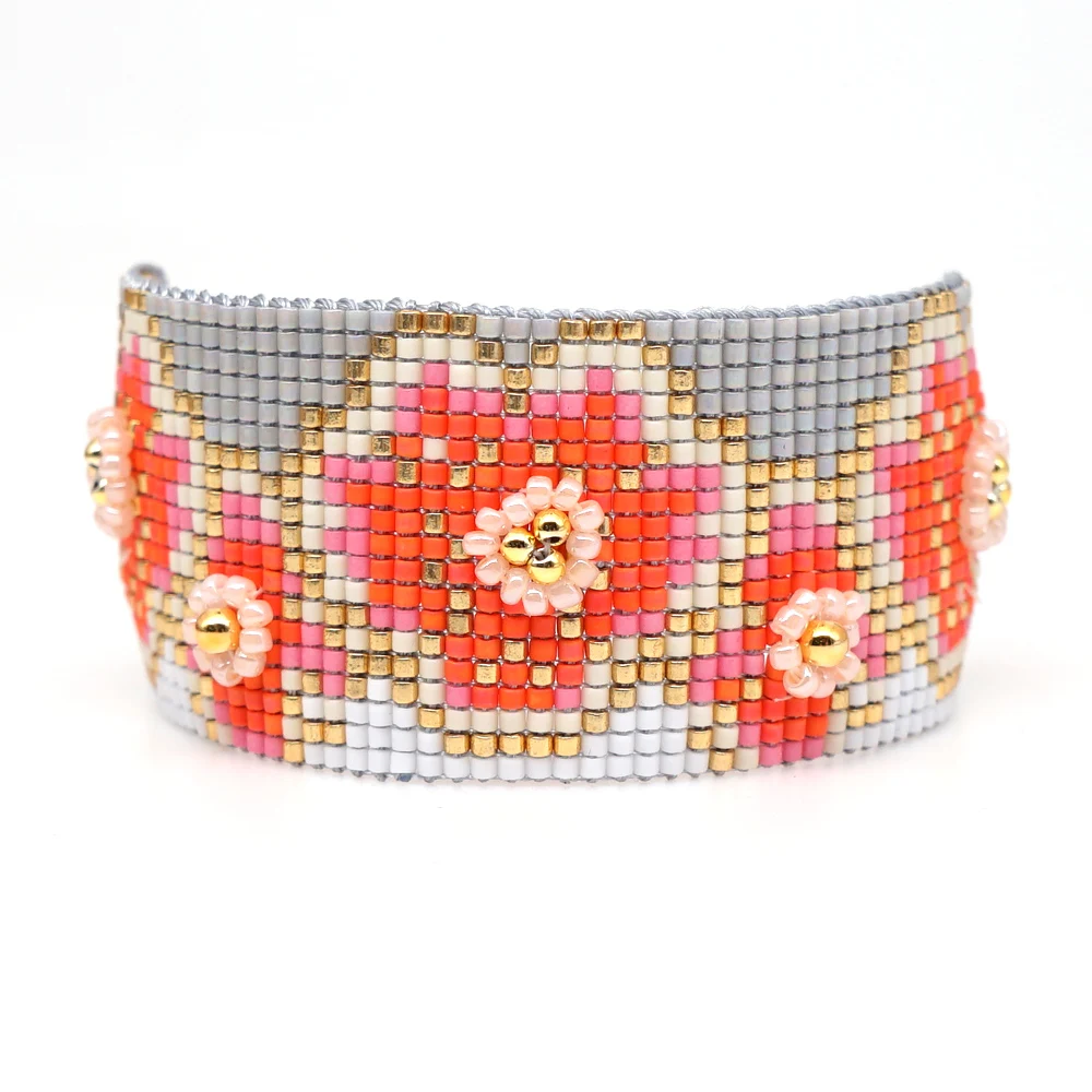 Go2boho MIYUKI браслет, ювелирные изделия в виде цветка, женские браслеты, женские браслеты,, браслеты на манжетах, ручной работы, тканые, богемные, модные, летние, морские
