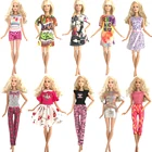 NK 1 комплект, модный наряд, платье, рубашка, джинсовая юбка в клетку, повседневная одежда, аксессуары для кукол Барби JJ