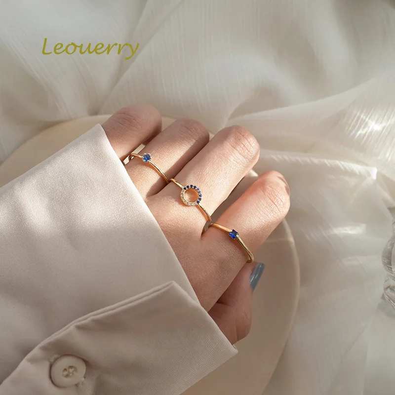 Leouerry 925 Стерлинговое Серебро геометрической формы синий циркон крошечные