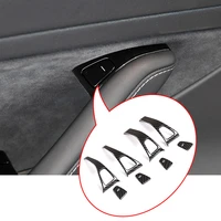 abs carbon fiber car door unlock buttons decoration cover protective trim for tesla model 3 2018 2019 interior accessories