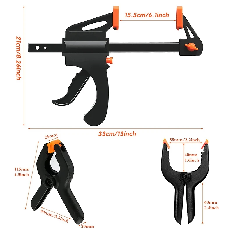 Clamps Set Of 6 150 Mm One-Hand And Spring Clamp For Precise Fixing Quick Release Screw | Инструменты