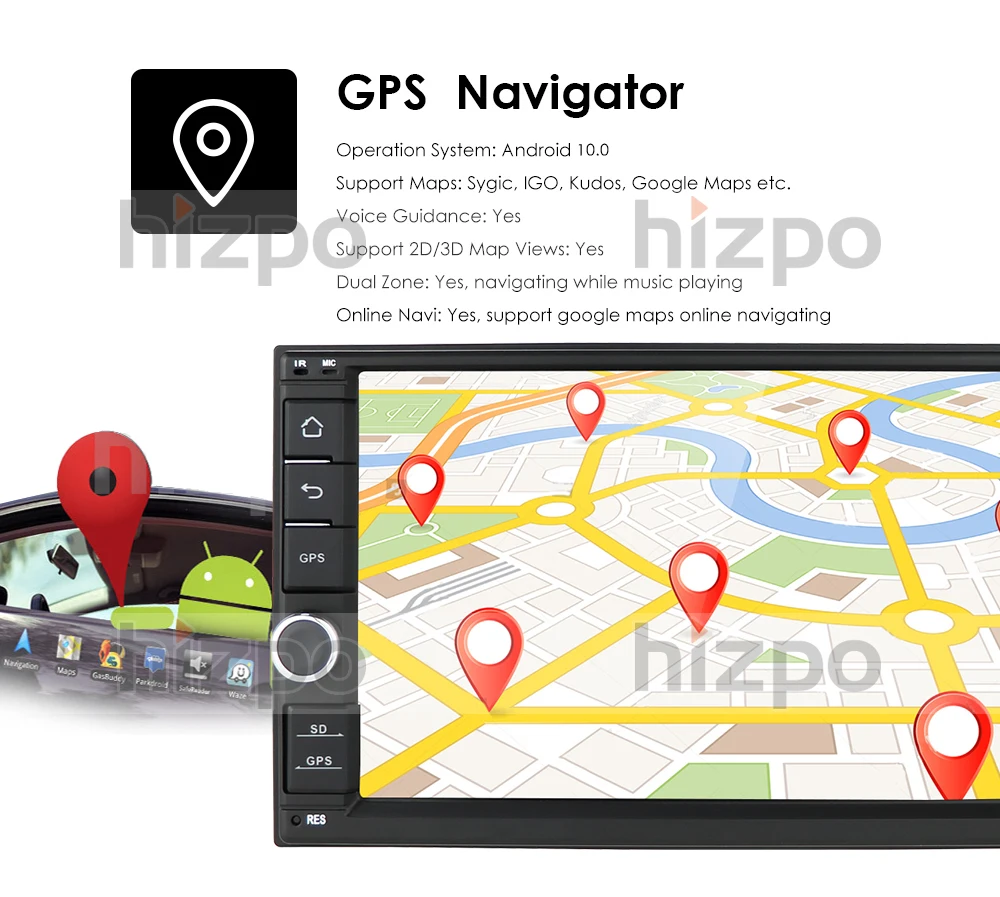 " Android 10 8OctaCore PX5 4 г 64 гром автомобильный без DVD Радио 2din универсальный gps Навигация стерео аудио HD 1024*600 wifi Bluetooth