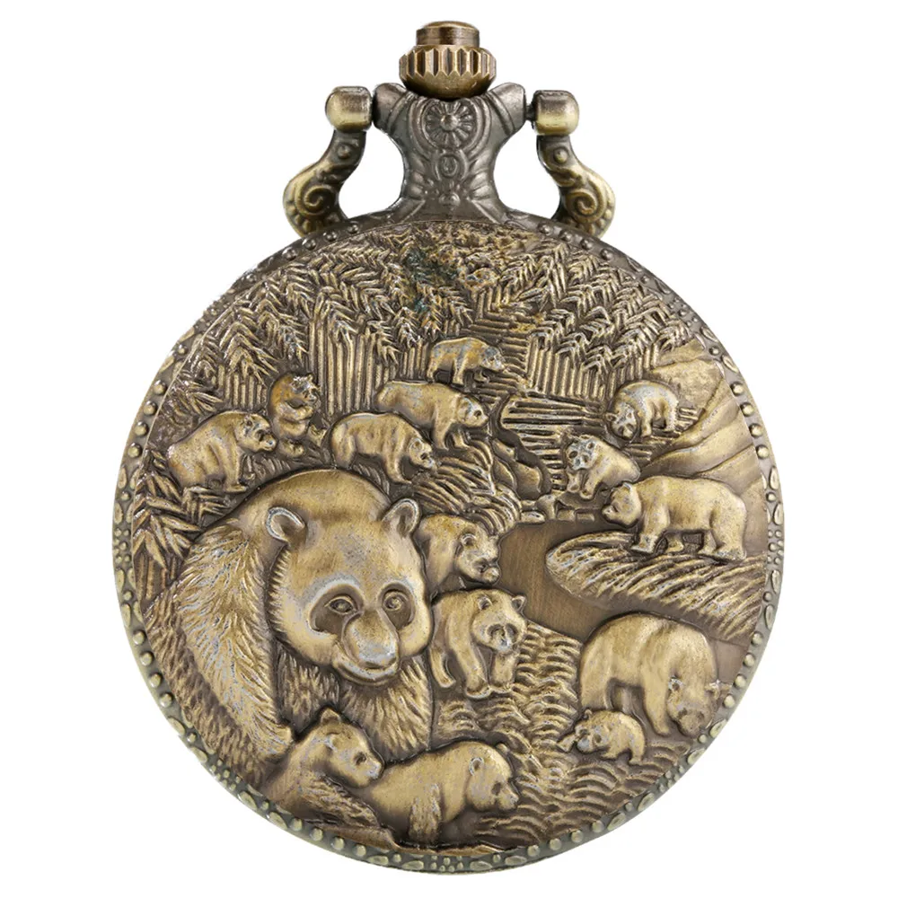 Редкие милые кварцевые карманные часы с изображением панды сувенирная коллекция