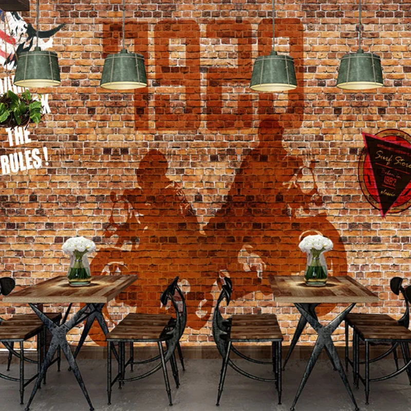 Пользовательская ретро 3d кирпичная роспись кирпич антикварная стена бумага для