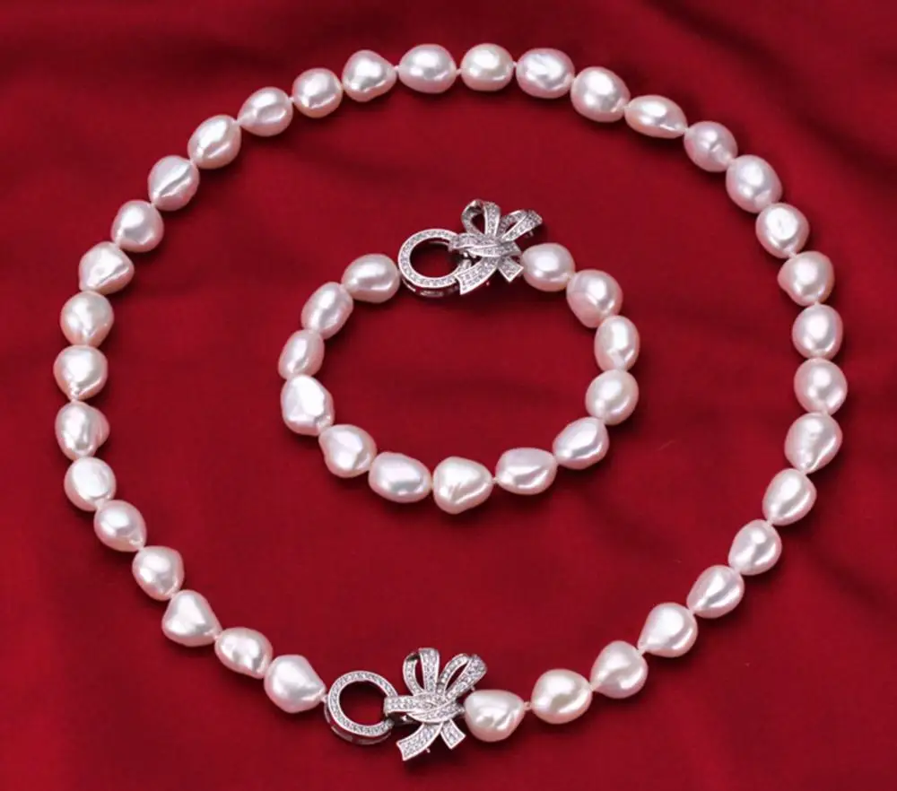 

seet of 11-12mm south sea white baroque pearl necklace 18"bracelet 7.5-8" KKK