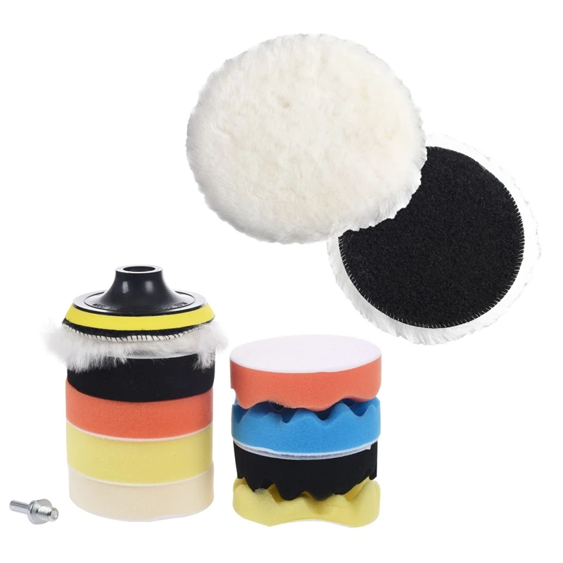 

11Pcs 100mm Polishing Machine Polishing Set & 1 Pcs Car Polisher Buffer Lamb Wool Polishing Pad 6 Inch