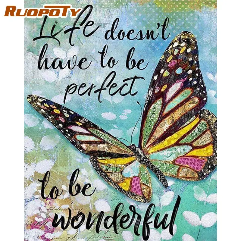 

RUOPOTY, бабочки, цветы, животные, набор для рисования по номерам, уникальные подарки, ручная роспись, комплект красок, домашние настенные украш...