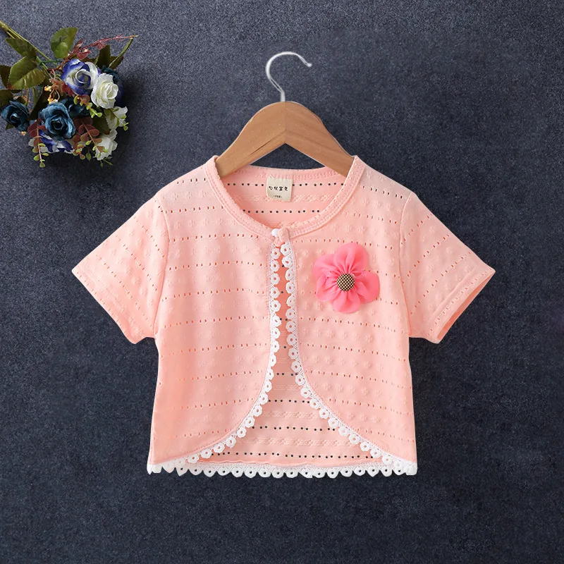 2021 летний Кардиган для девочек свитер розовый Хлопковая Милая Одежда