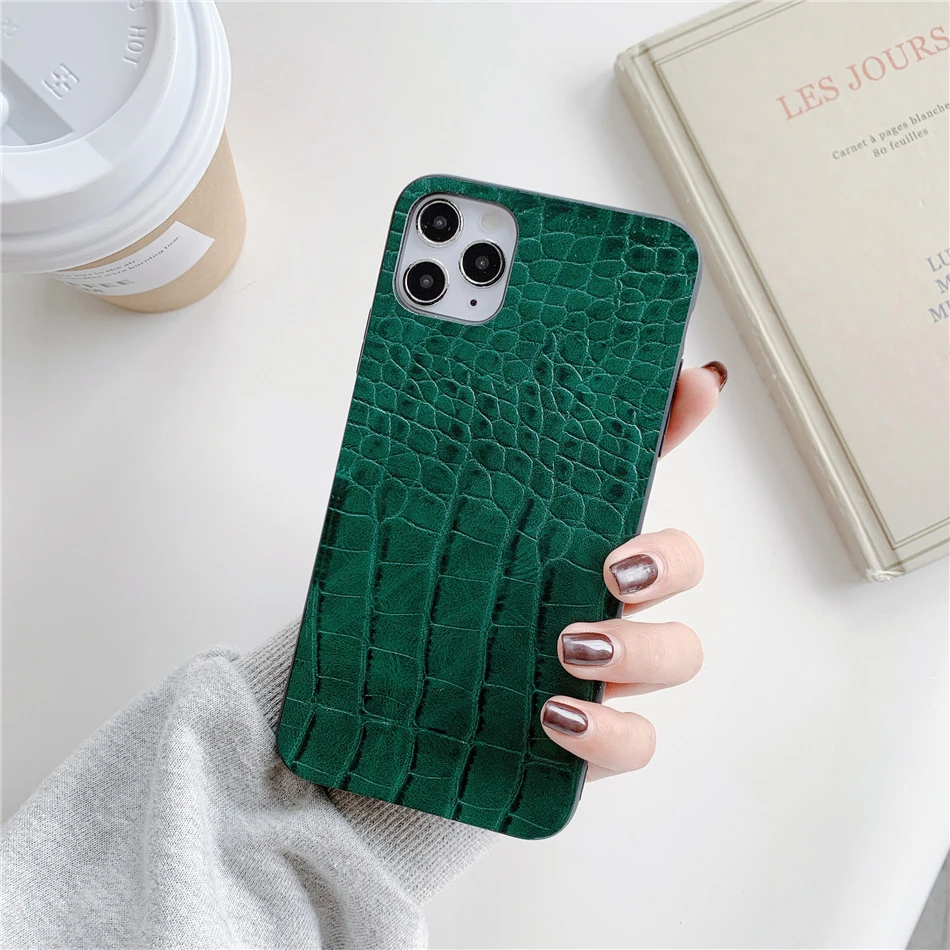 

Retro Vintage Crocodile Pattern Texture PU Leather Phone Case For iPhone 11 12 Mini Pro XS MAX XR X 7 8 Plus SE 2020 Back Cover