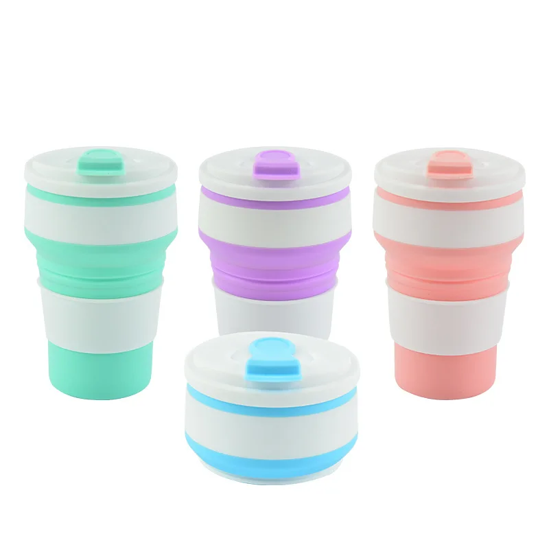 350ML Silicone PP Folding Cup Collapsible Mug With Cover Coffee Travel Outdoors Portable Water Drinking Tea Cups Multi-function | Дом и сад