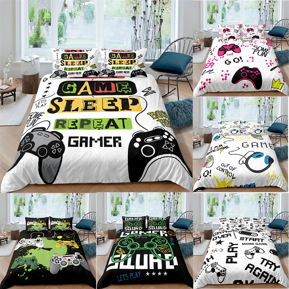 

Gamepad 3D Bedding Set Gamer Game Kids 2/3pcs Queen King Full Size Duvet Cover Sets Modern Black White Luxury Dropship Comforter