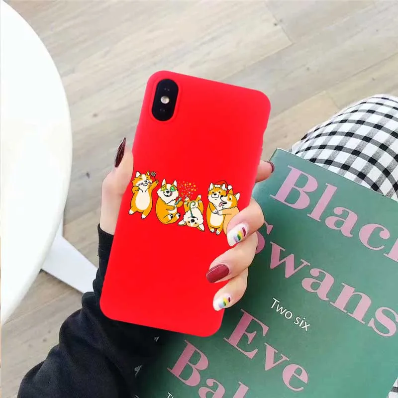 Cute Christmas Phone Covers for IPhone X XS MAX XR 8 7 6s Plus Case Funny Corgi Dog Soft Silicone All-included Back | Мобильные