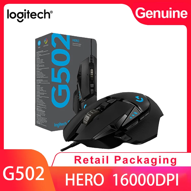 Профессиональная игровая мышь Logitech G502 HERO для программирования 16000DPI регулируемая